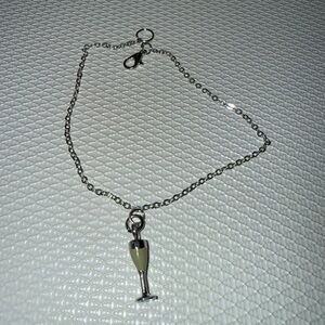 Silver Chain Bracelet with Champagne Glass Charm